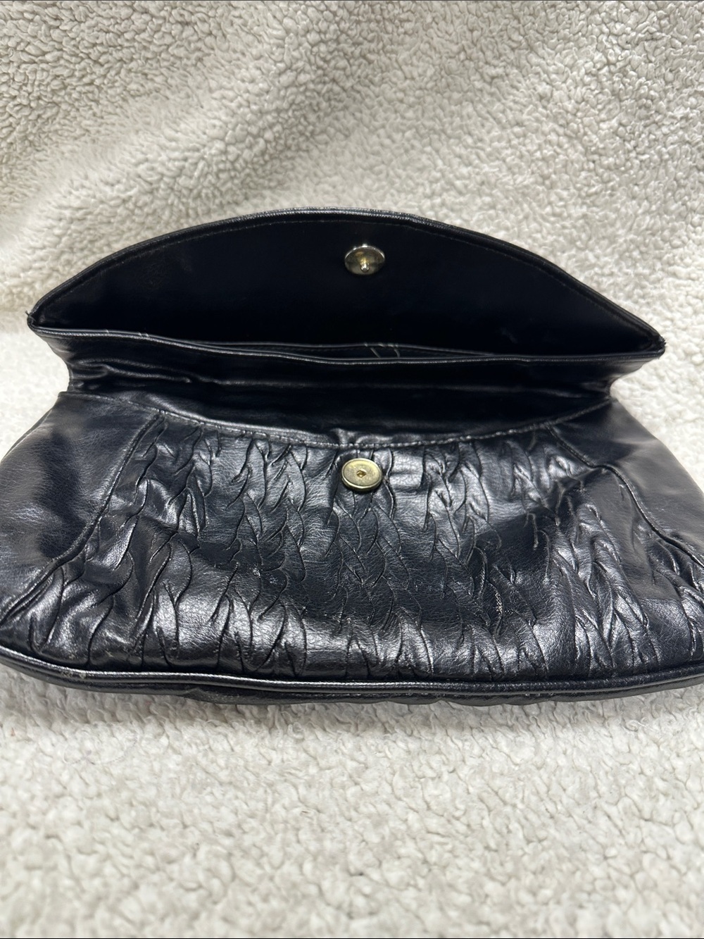 Jeanne S Ward Vintage Fold-Over Clutch, Soft Vegan Leather Snap Closure - Picture 3 of 7